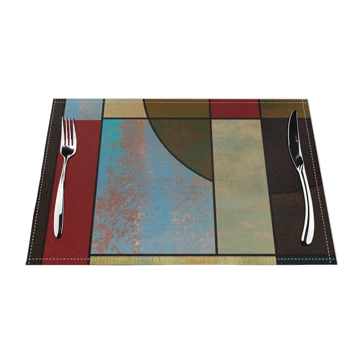 Blue tartan plaid pattern modern vinyl placemats