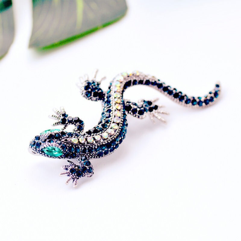Elegant Vintage-Style Crystal Lizard Brooch Pin Alloy with Colorful  Gemstones *'s Clothing Hat Accessories