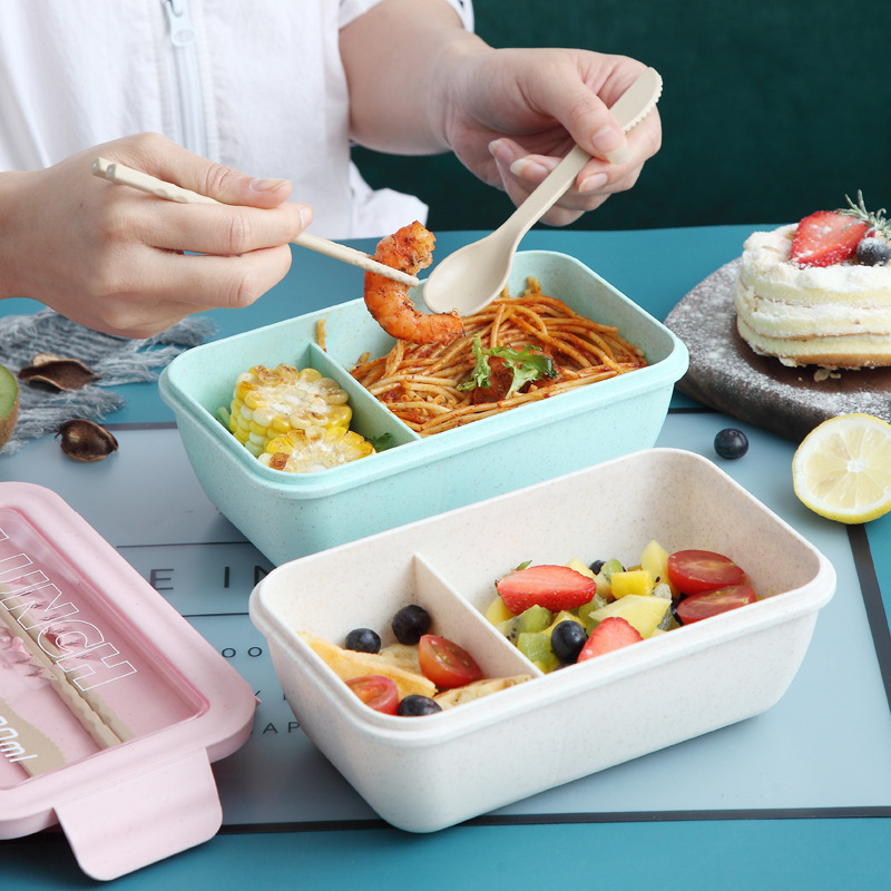 Microwave Lunch Box, Wheat Straw Bento Box, Kitchen Plastic Food