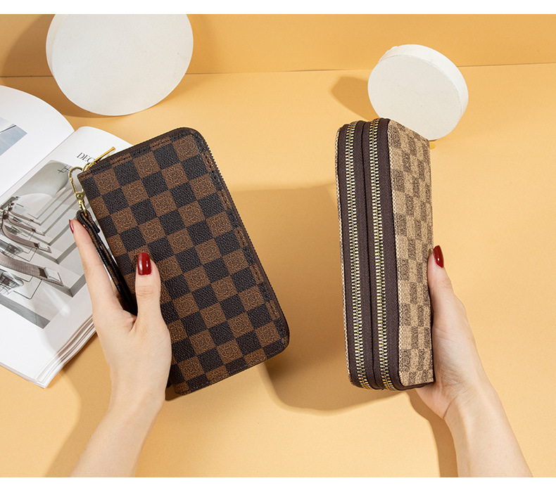 Vintage Checkerboard Pattern Wallet, Simple And Fashionable Handbag, Multi  Card Zero Purse With Zipper - Temu