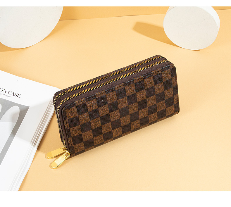 Vintage Checkerboard Pattern Wallet, Simple And Fashionable