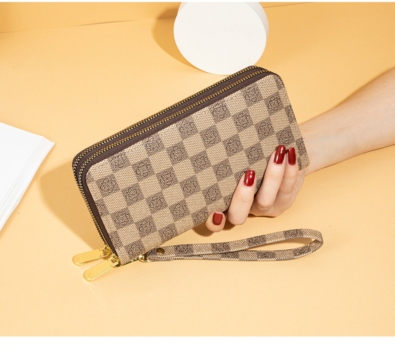 Vintage Checkerboard Pattern Wallet, Simple And Fashionable