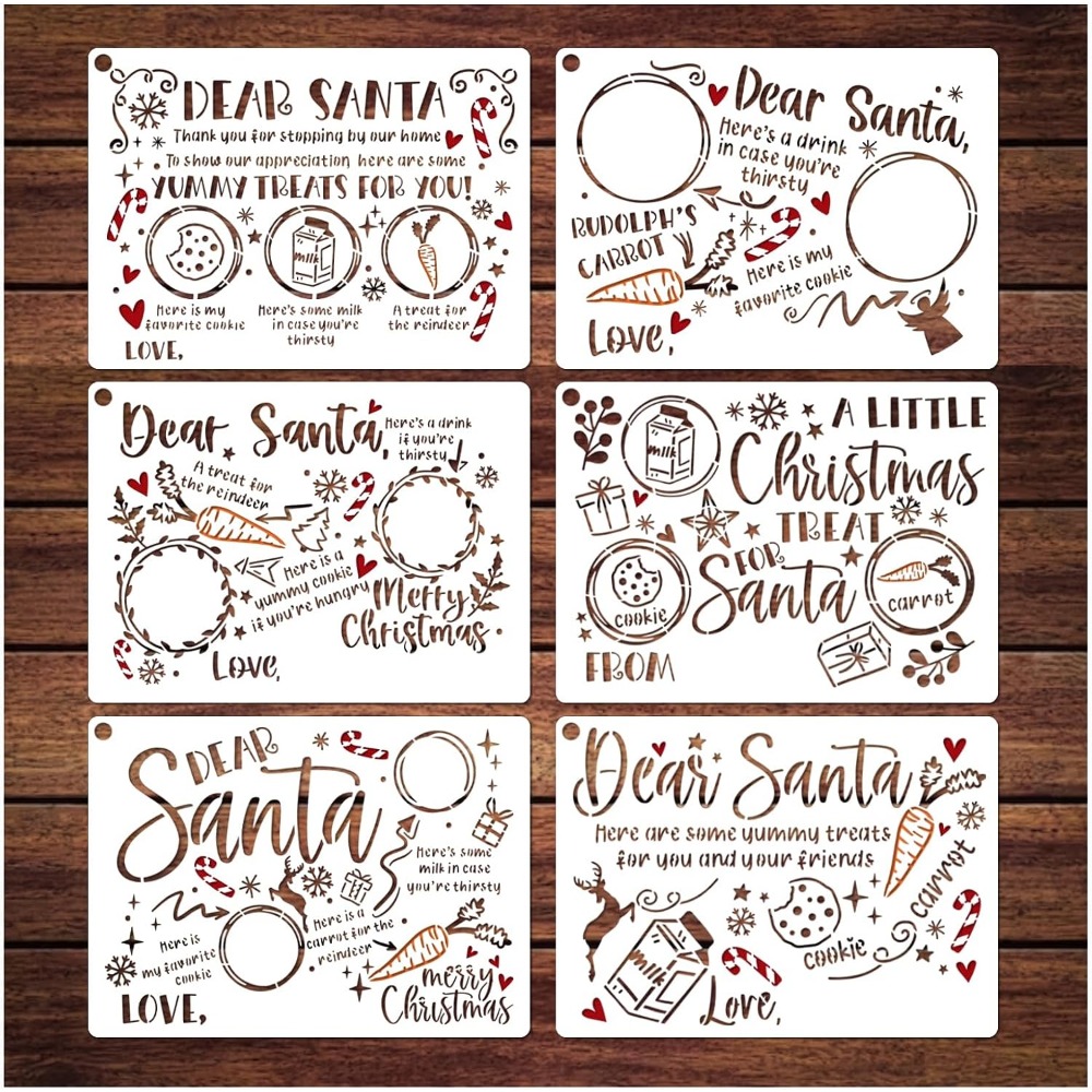 Santa Christmas Stencils For Painting On Wood Tray Crafts - Temu