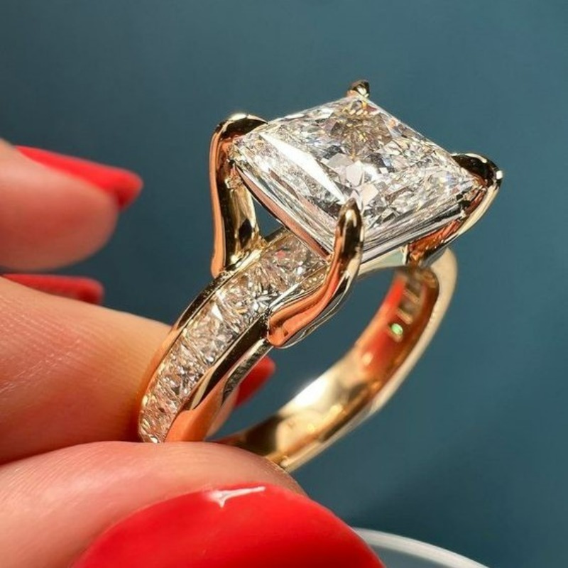  Elegantes anillos de boda para mujer, diseño de cruz ovalada,  con incrustaciones de lujo, joyería de fiesta de compromiso : Ropa, Zapatos  y Joyería