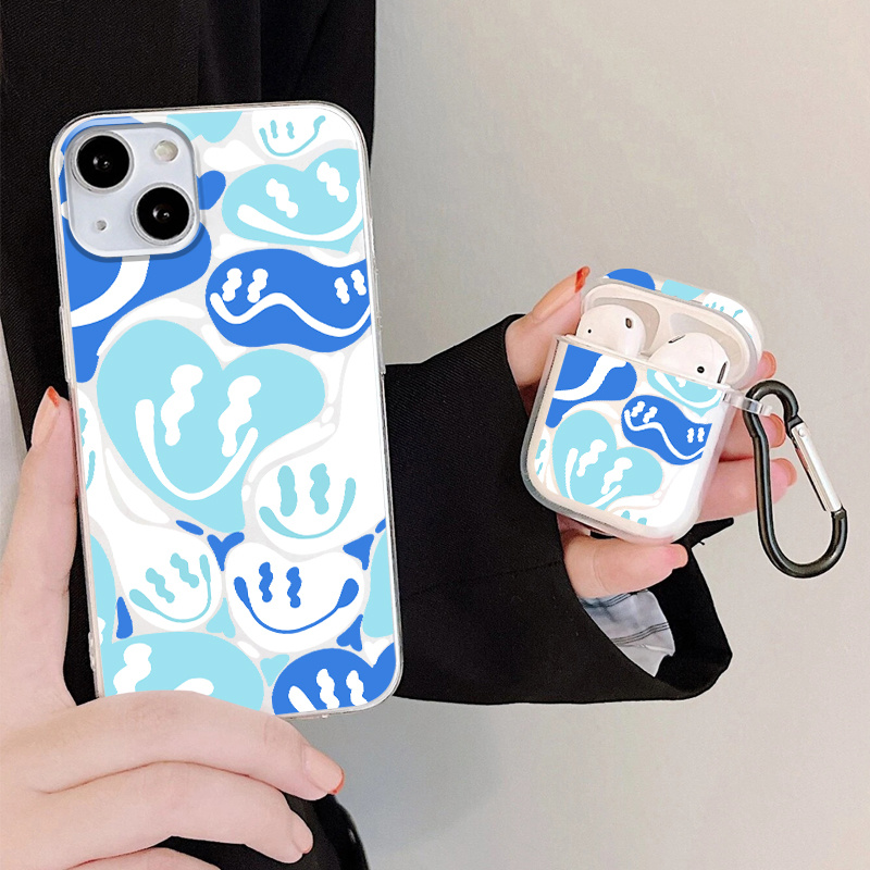 

1pc Case For Airpods 1 Or 2 & 1pc Case Smiling Heart Graphic Phone Case For Iphone 11 14 13 12 Pro Max Xr Xs 7 8 6 Plus Mini, Airpods 1 Or Airpods 2