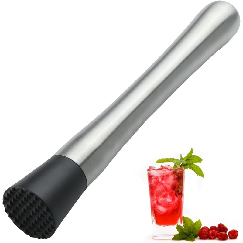 opvise Stainless Steel Cocktail Mixing Spoon And Muddler Sturdy Mix Mojitos  And Fruit Drinks Lemon Swizzle Stick Bar Accessories Silver 