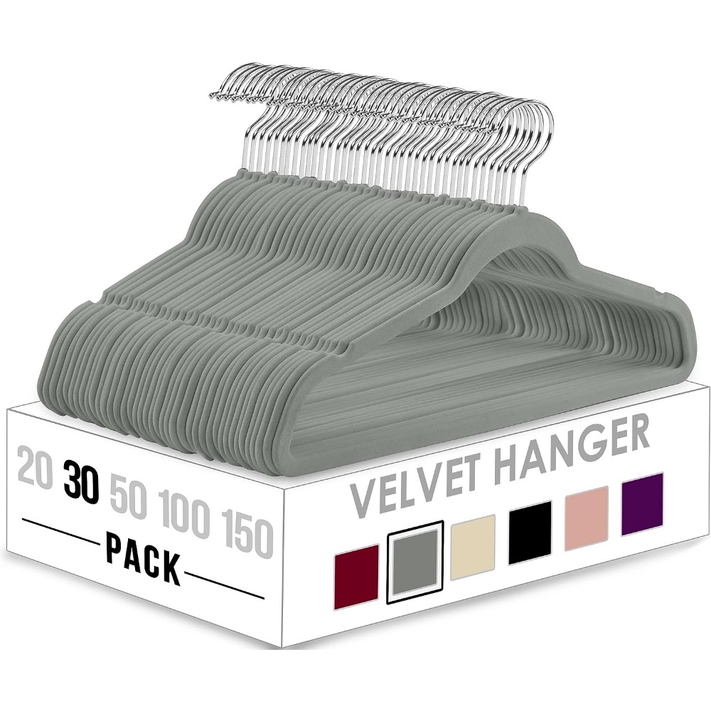 Velvet Non-Slip Space-Saving Hangers (25, 50, or 100-Pack)