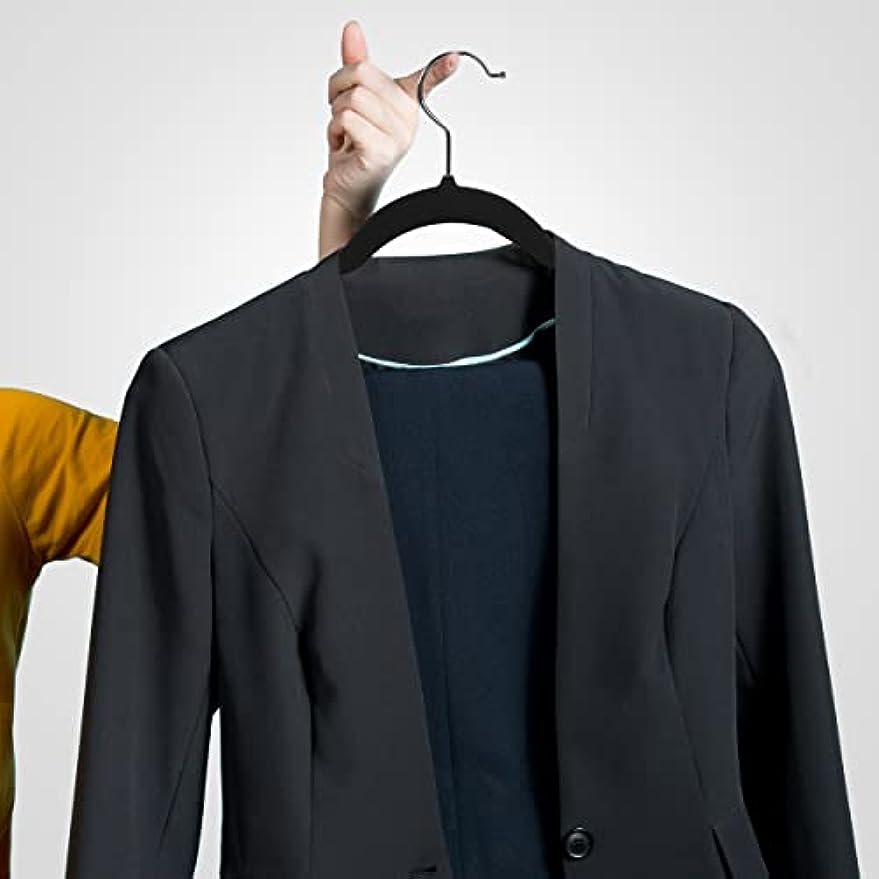 Home Premium Velvet Hangers Non slip Clothes Black Suit With - Temu