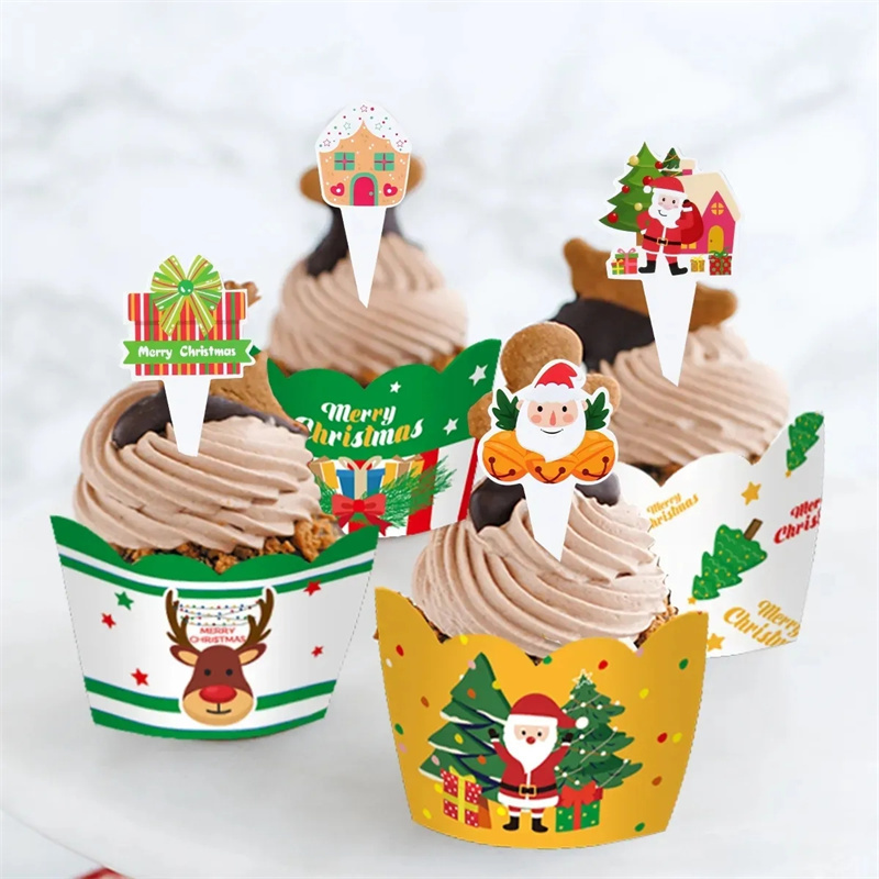 Christmas Party Decorations With Cupcakes For Christmas Party Decoration  Merry Christmas Baking Decor Supplies - Temu