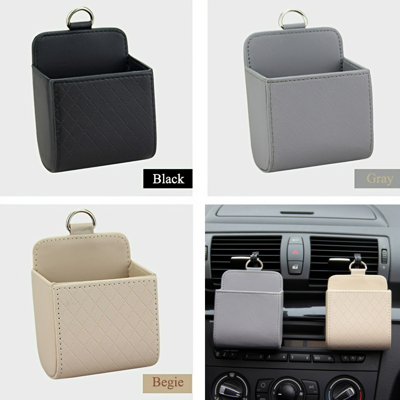 Car Auto Seat Back Interior Air Vent Cell Phone Holder Pouch Bag Box Tidy  Storage Coin Bag Case Organizer With Hook - Temu