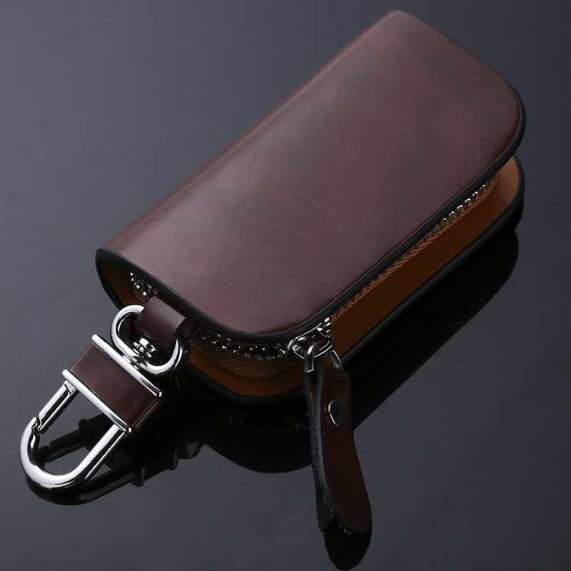 Premium Pu Leather Remote Car Key Case - Key Fob Protector And Keychain Holder With Zipper Bag For Car Accessories