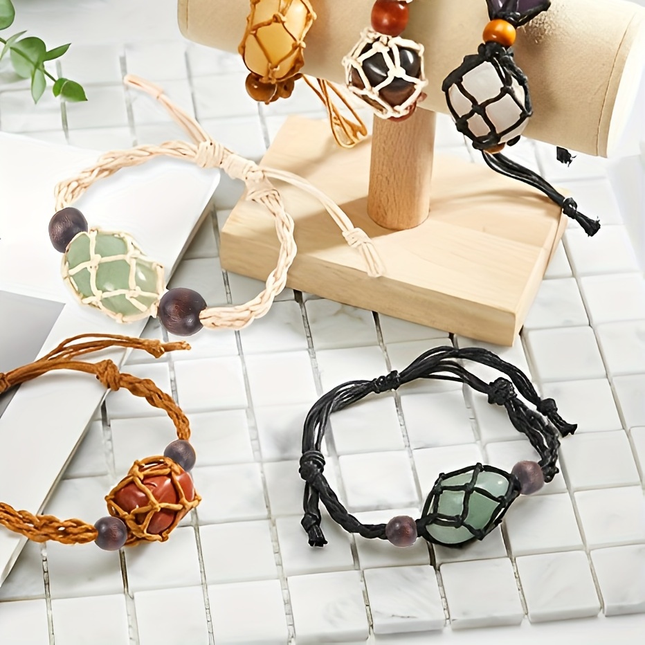 Adjustable Crystal Holder Set Braided Bracelet Necklace Cage - Temu