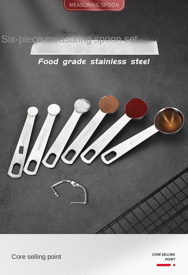 6 Unids/set, Herramientas Para Hornear De Cocina, Juego De Cucharas  Medidoras, Cucharas Medidoras Apilables, Cuchara Medidora De Acero  Inoxidable, Cucharada Pequeña Con Graduado Para Ingredientes Secos Y  Líquidos, Utensilios De Cocina, Artículos