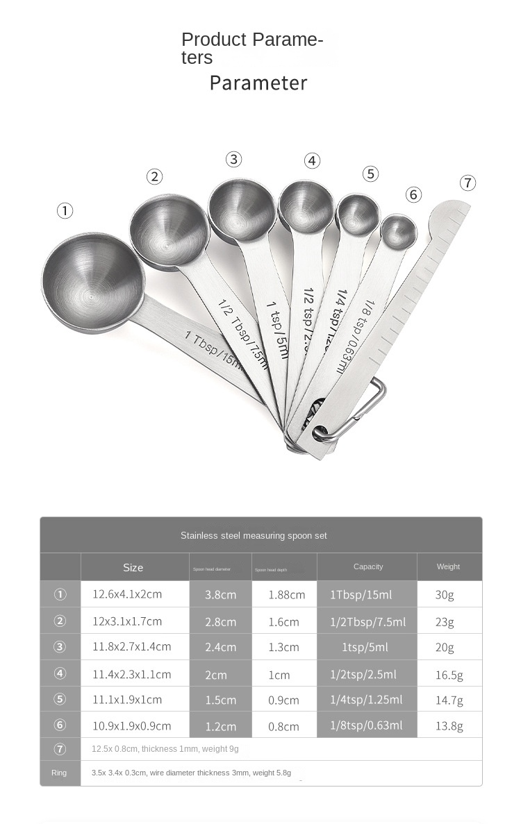 6 Unids/set, Herramientas Para Hornear De Cocina, Juego De Cucharas  Medidoras, Cucharas Medidoras Apilables, Cuchara Medidora De Acero  Inoxidable, Cucharada Pequeña Con Graduado Para Ingredientes Secos Y  Líquidos, Utensilios De Cocina, Artículos