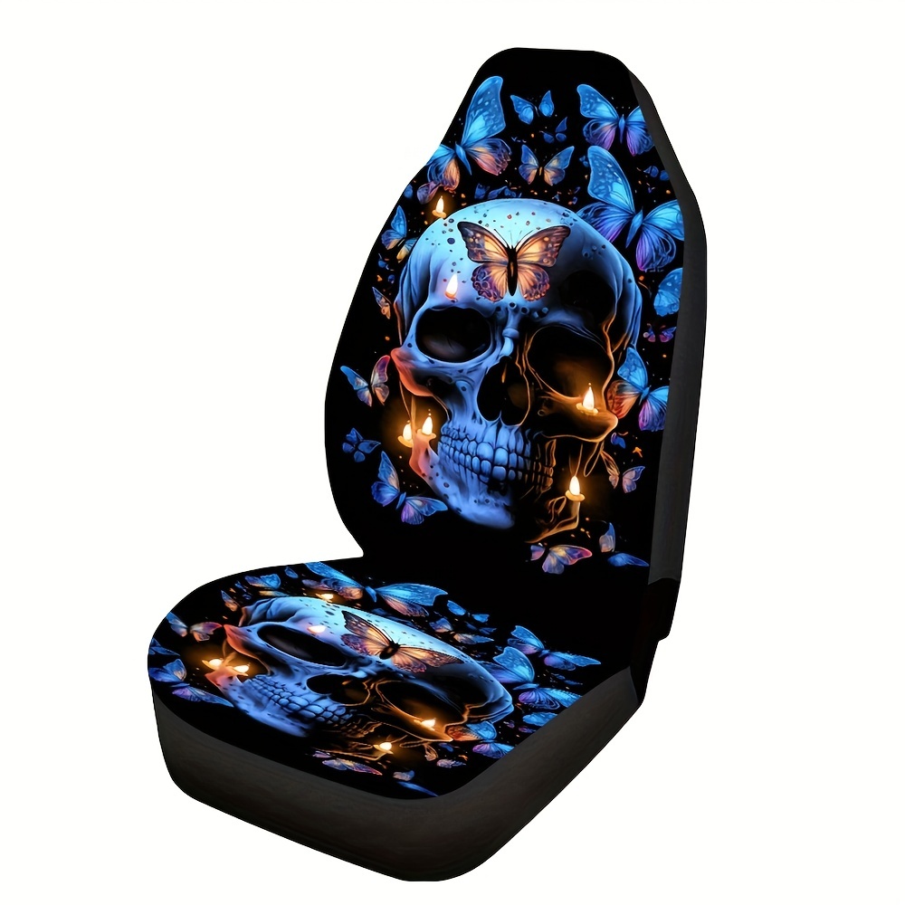 Skull Printed Car Seat Cover Front Seats, Bucket Seat Protector Car Seat  Cushions For Car, Suv, Truck Or Van For Women Man - Temu