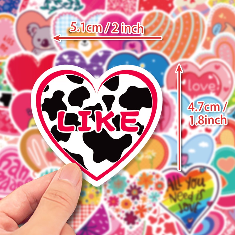 10/50PCS Love Heart Stickers for Lovers Gifts Pink Kawaii Decals