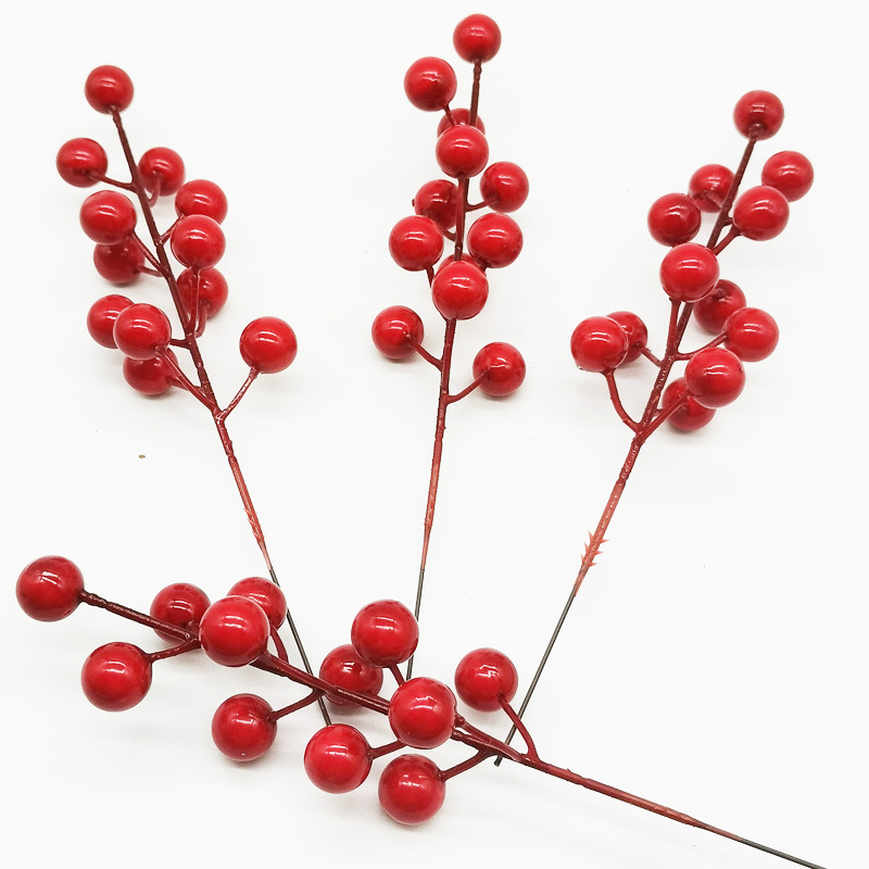 Artificial Red Berries Twig Fake Flower Faux Holly Berry - Temu