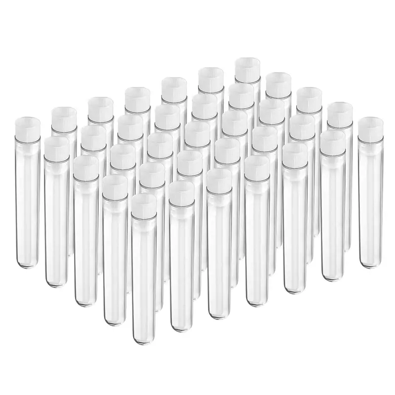 Joyclub 50pcs 12x100mm(8ml) Clear Plastic Test Tubes with Caps for Scientific Experiments, Halloween, Christmas, Scientific Themed Kids Birthday Party