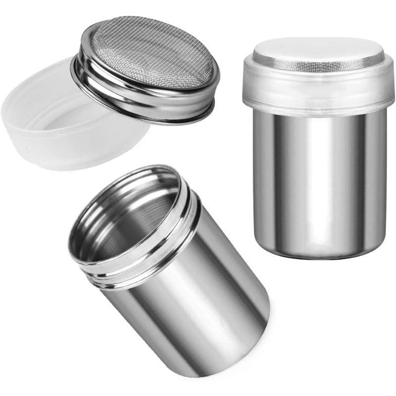 Plutput Stainless steel Icing Sugar Powder Shaker with Lid Chocolate Cocoa  Flour Mesh Sifter Duster Sprinkler for Coffee