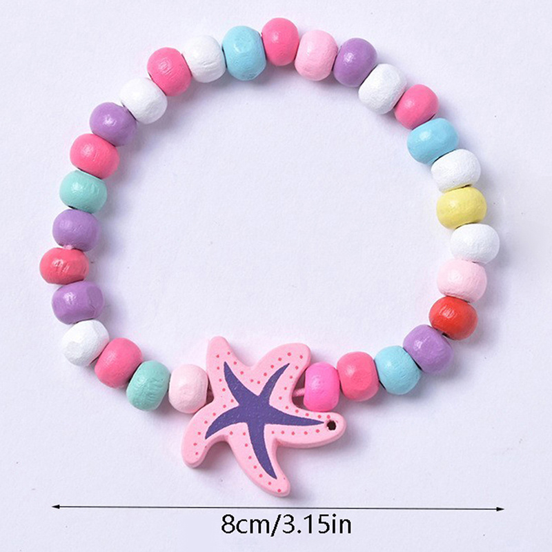 Cute Cartoon Wooden Animal Flower Shape Beads Necklace Bracelet Set for  Children Toy Jewelry Girl Boy Gifts