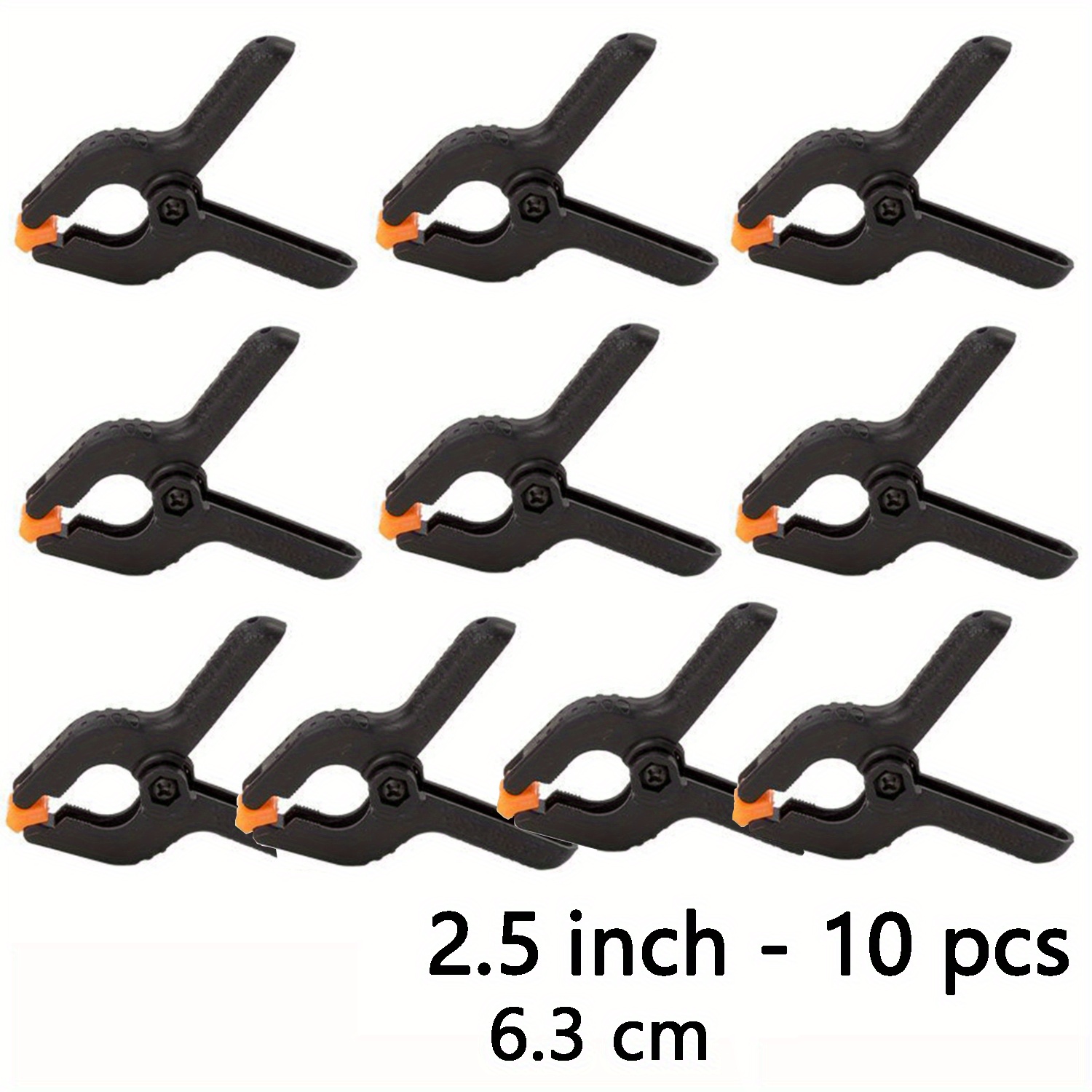 12 Pack Plastic Spring Clamps, 3.5inch Small Heavy Duty Clips for Crafts,  Backdrop Stand, Woodworking, Photography Studios (Black) 