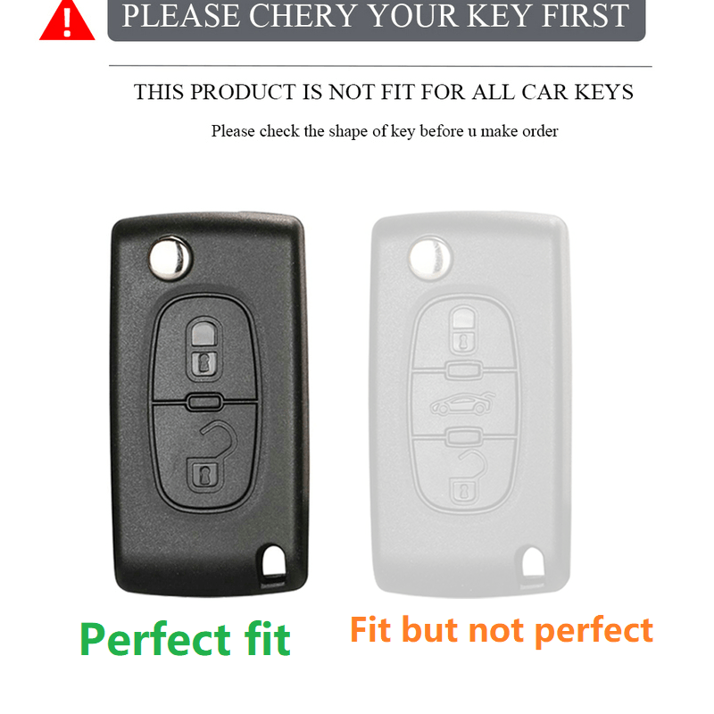 HIBEYO Coque pour clé de voiture Peugeot Citroën Picasso Elysee 308 407  3085 5008 C3 DS5 DS6 avec porte-clés Protection complète Samrt Remote Auto  Key - Gris : : Auto