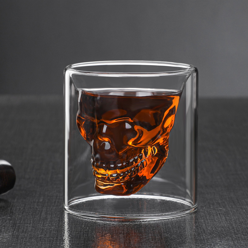 Double-layer Glass Skull Head Cup Coffee Cup Cocktail Cup Irregular Cool  Wine Cup Glass Cup - Temu