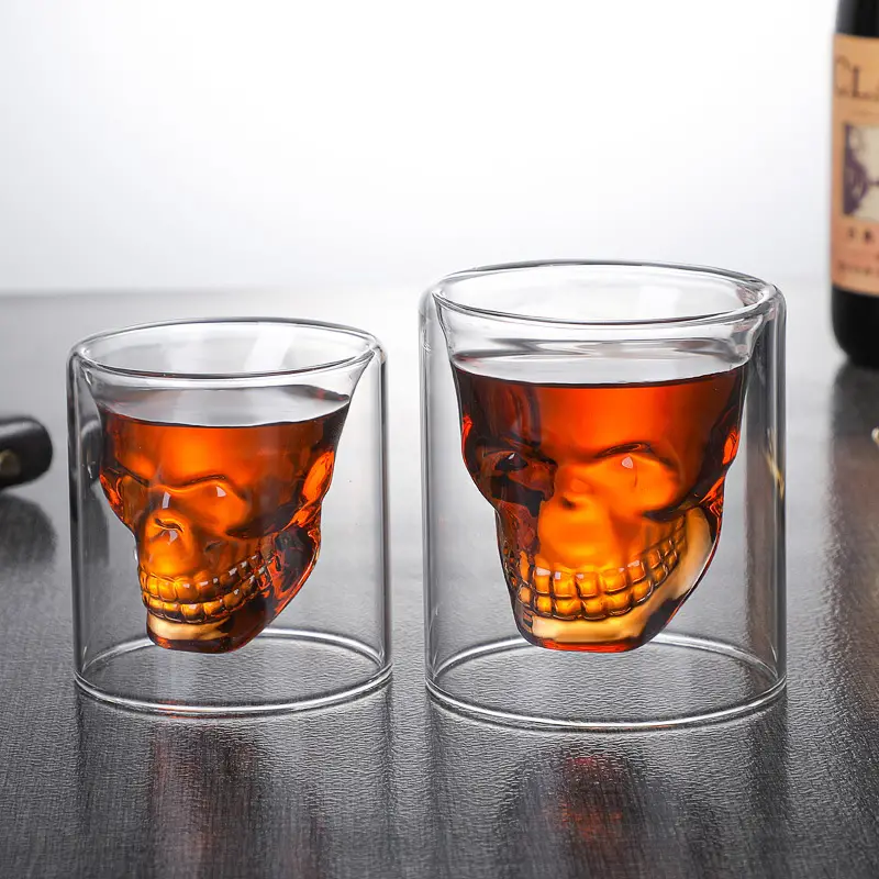 Double-layer Glass Skull Head Cup Coffee Cup Cocktail Cup Irregular Cool  Wine Cup Glass Cup - Temu