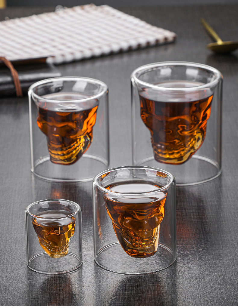 Double-layer Glass Skull Head Cup Coffee Cup Cocktail Cup Irregular Cool  Wine Cup Glass Cup - Temu