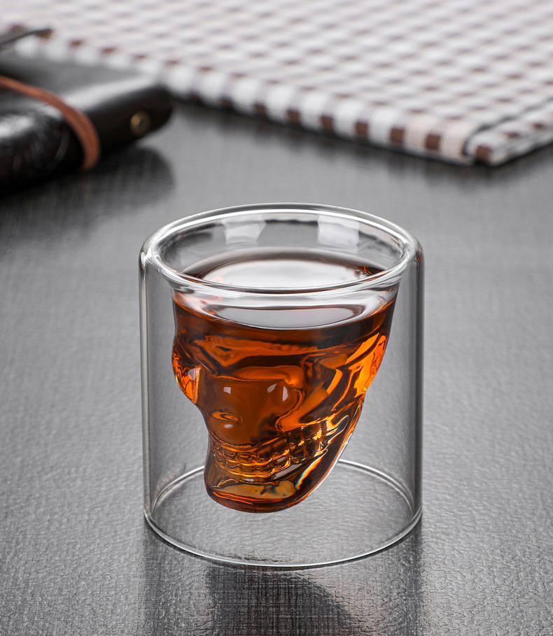 Double-layer Glass Skull Head Cup Coffee Cup Cocktail Cup Irregular Cool  Wine Cup Glass Cup - Temu