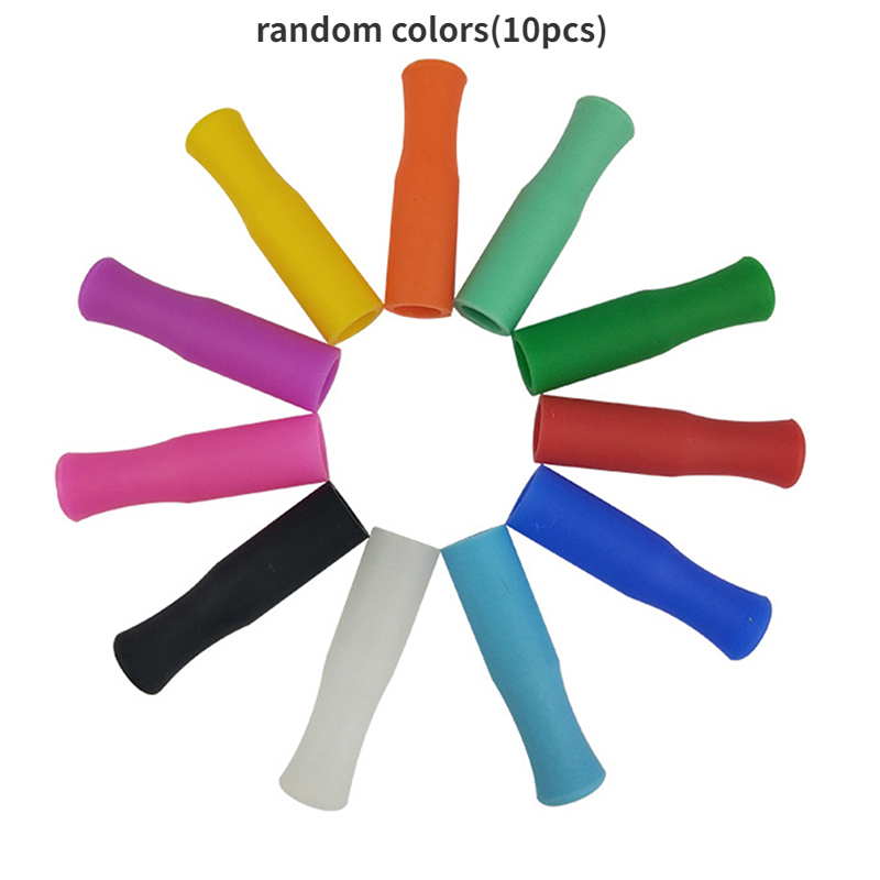 10Pcs 6mm/8mm Caps Silicone Tip Food Grade Bar Stainless Steel Straw Teeth  Protector Cover Anti