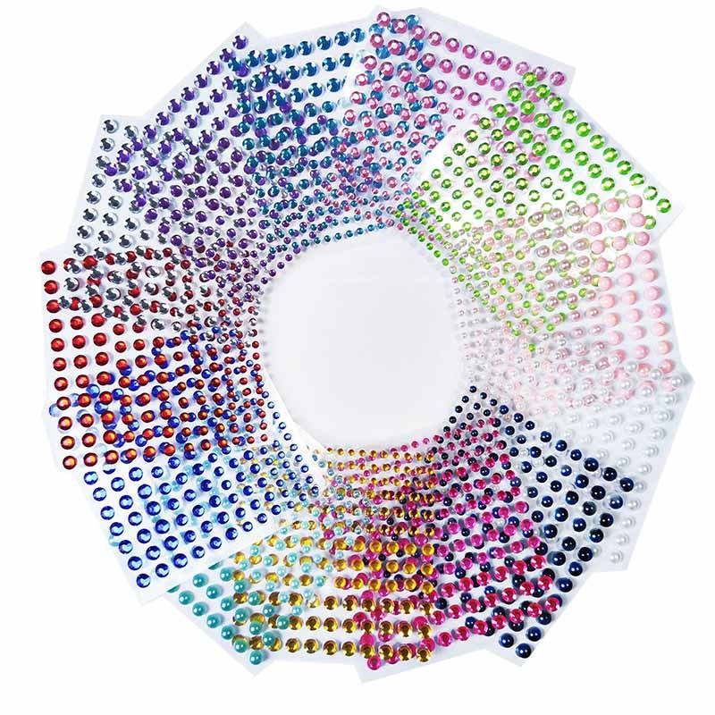 2 Sheets DIY Acrylic Rhinestone Beads Self-Adhesive Crystal