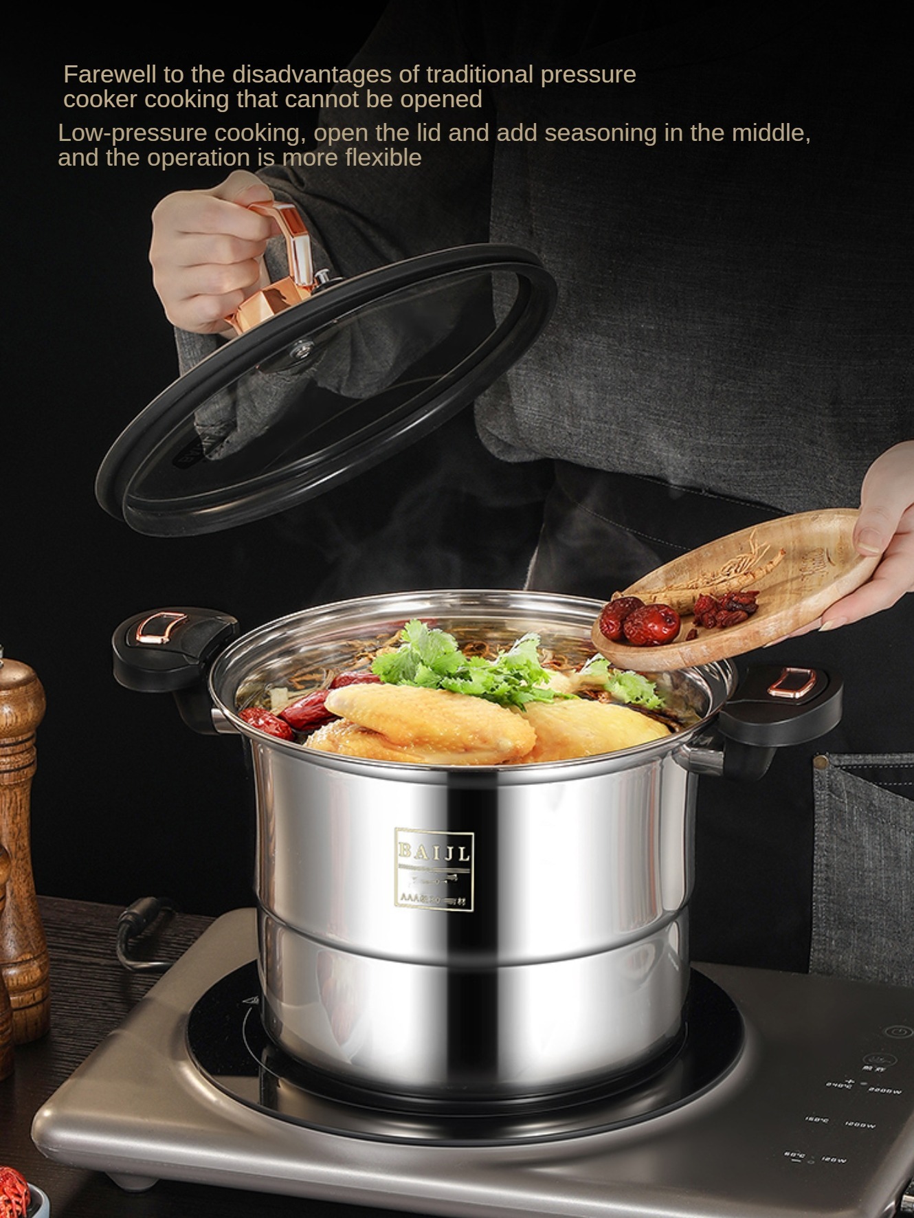 Pressure cooker large capacity soup pot stew pot steamer stainless