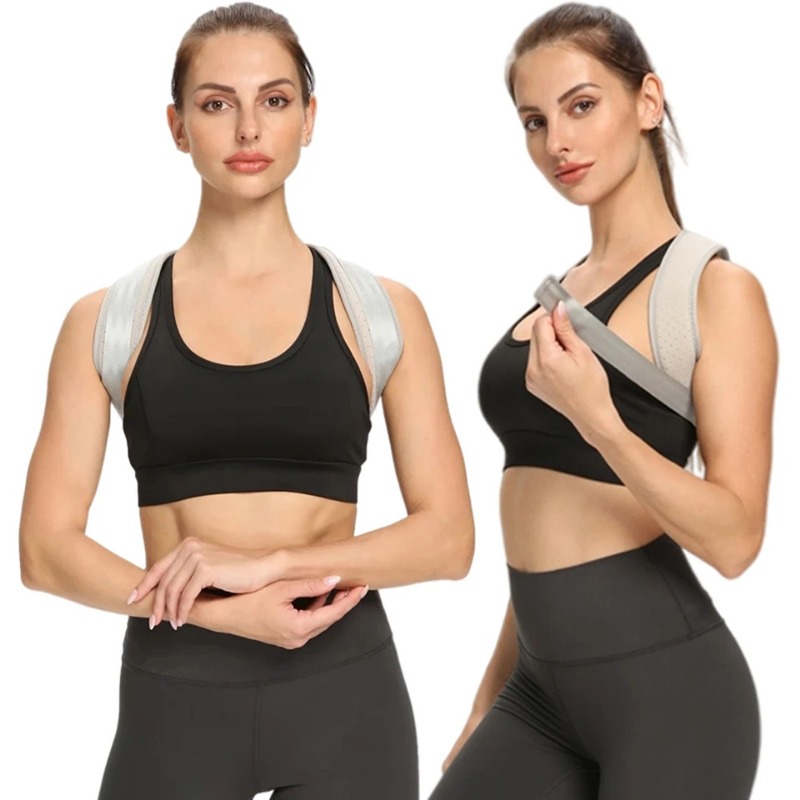 Posture Corrector Support Bra for Women Back Support Shapewear Chest Brace  Up Lumbar Correction Vest+Corset Belt,Beige-Large