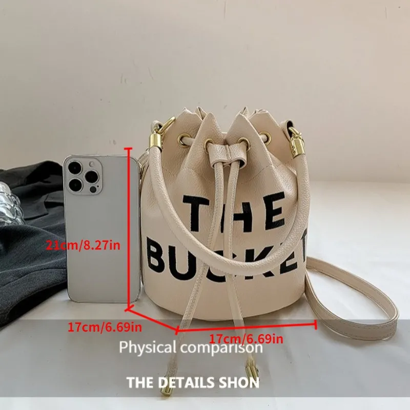 Mini Bucket Bag For Women Letter Print Crossbody Bag Luxury Drawstring  Purse Handbag - Bags & Luggage - Temu