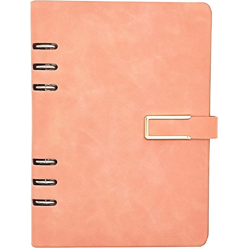 Note Book Loose-leaf Storage Bag Design Zipper Spiral Bound A6 Writing  Journal Notebook Office Supplies Pink Faux Leath 