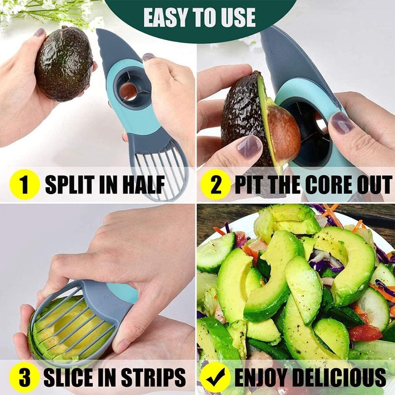 Avocado Cutter Slicer and Pitter 3 in 1, Avocado Tool with Silicon