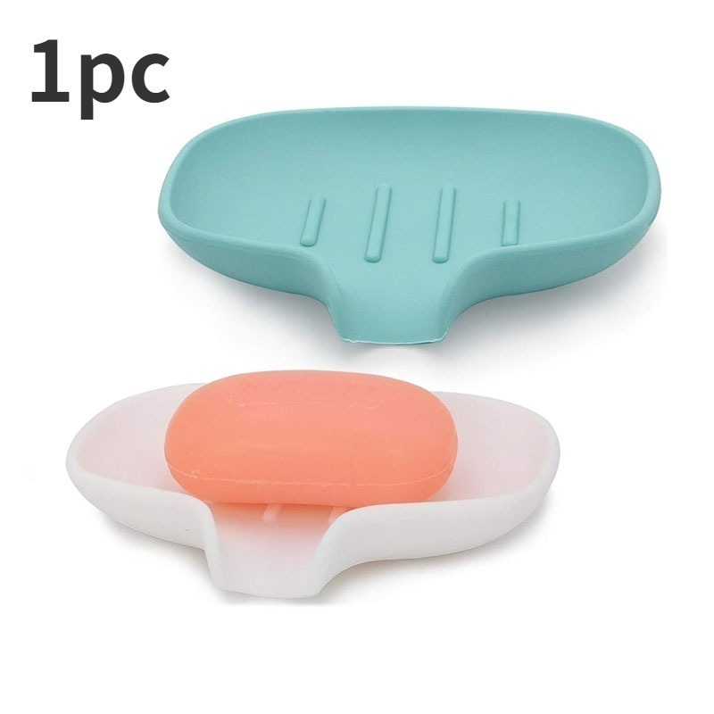 White Silicone Soap Dish  Self-Draining Bar Soap Holder for
