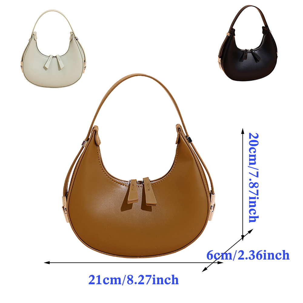 Fashionable Minimalist Half Moon Shaped Bag With Rhinestone Decor