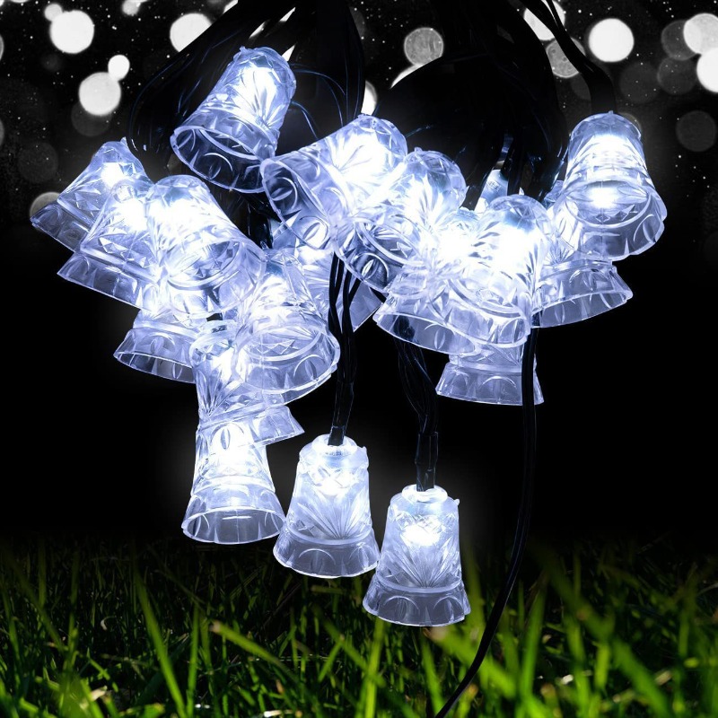 Christmas Wind Chimes Light LED Hanging Lights Outdoor Indoor Decorations Jingle Bell Christmas Tree Snowflake Christmas Decoration Lights with 8 Ligh