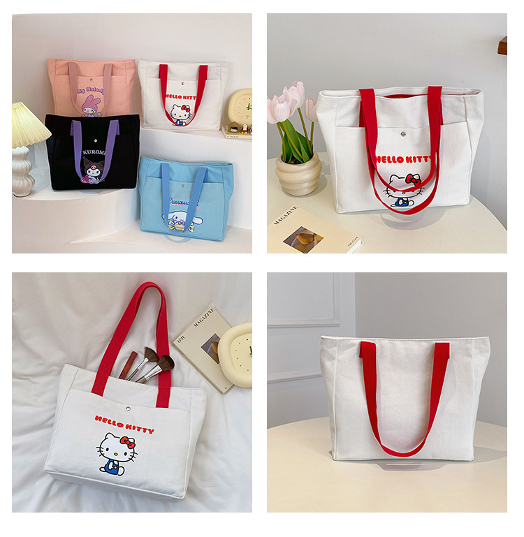 2Pcs Miniso Sanrio Hello Kitty Canvas Tote Bag Set, Large Capacity Shoulder  Bag With Coin Bag, Perfect Handbag For Daily Use