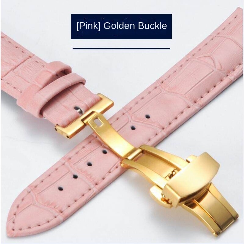 16 mm Pink Genuine Leather Strap for Women