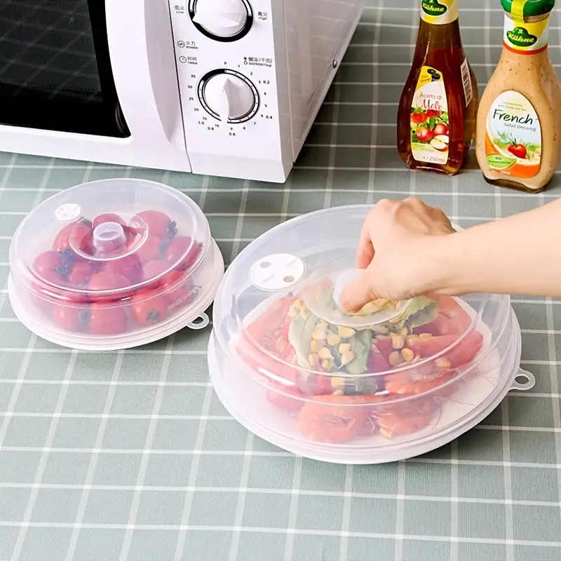 Transparente PP Reutilizables cubierta de placa de microondas, Redonda Tapa  para microondas antisalpicaduras, Cubierta para alimentos para microondas  con asa, Tapa para platos en microondas(20cm) : : Hogar y cocina
