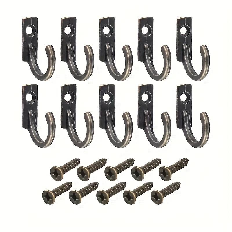 6pcs Single Hole Wall Mounted J-Type Clothes Hook Small Hooks for Hanging  Cup,Coat,Hat,Bag,Towels with Screw, Silver