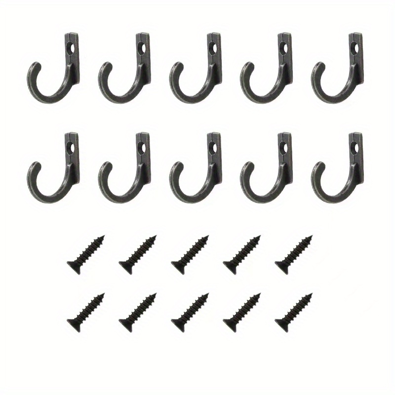 10pcs Wall Hanging Hooks, Small Coat Hooks, Bronze Single Hooks For Coffee  Cups, Keys, Hats, Kitchen Towels, Small Hooks With Black Screws, Used For V