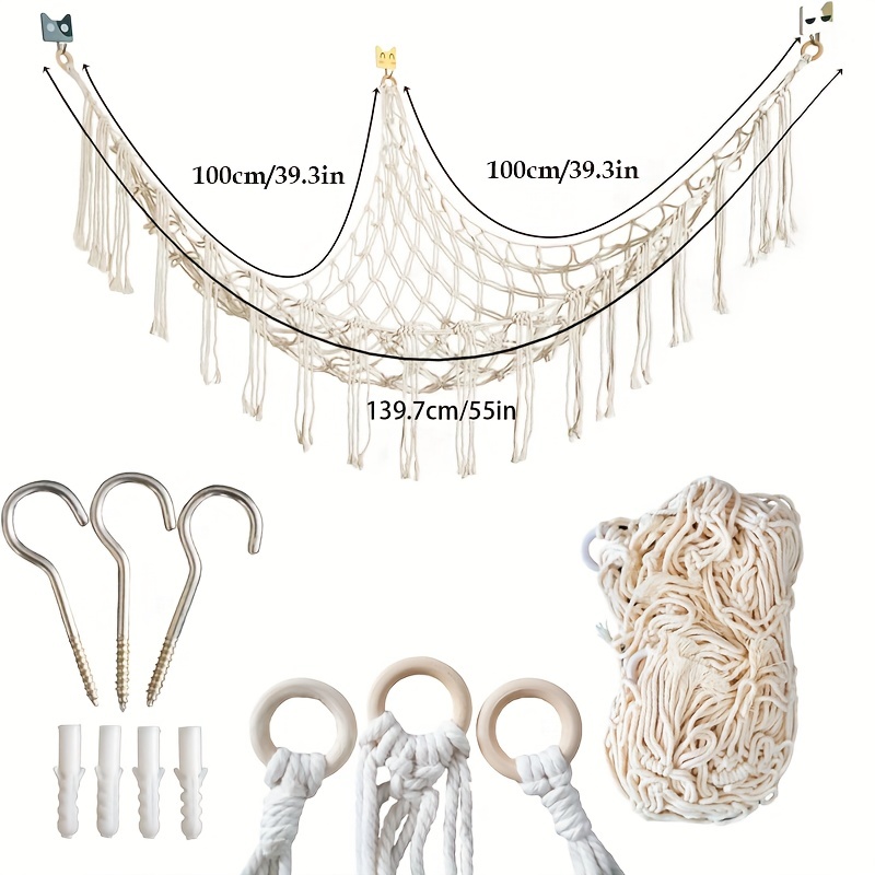 Macrame Stuffed Animal Net or Hammock Hanging Net for Plush Toy Holder