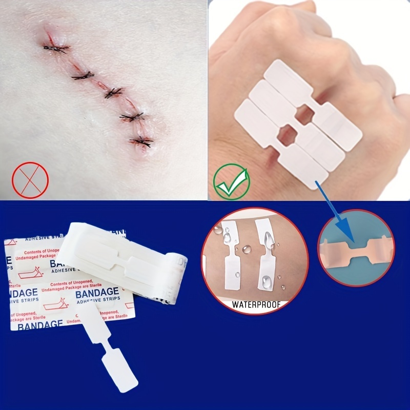Zip Sutures Adhesive Bandages Emergency Laceration Closures - Laceration  kit for 1/2-3 1/4 inch Wound.Waterproof Flexible Fabric Wound Stitching kit