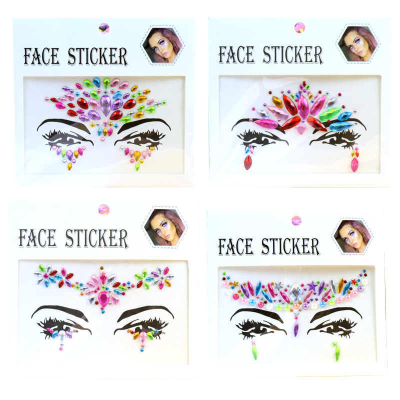 Face Stickers Resin Acrylic Eye Stickers Rhinestone Stickers - Temu