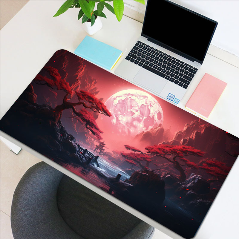 Landscape Red Moon Map Large Mouse Pad Computer HD Keyboard Pad