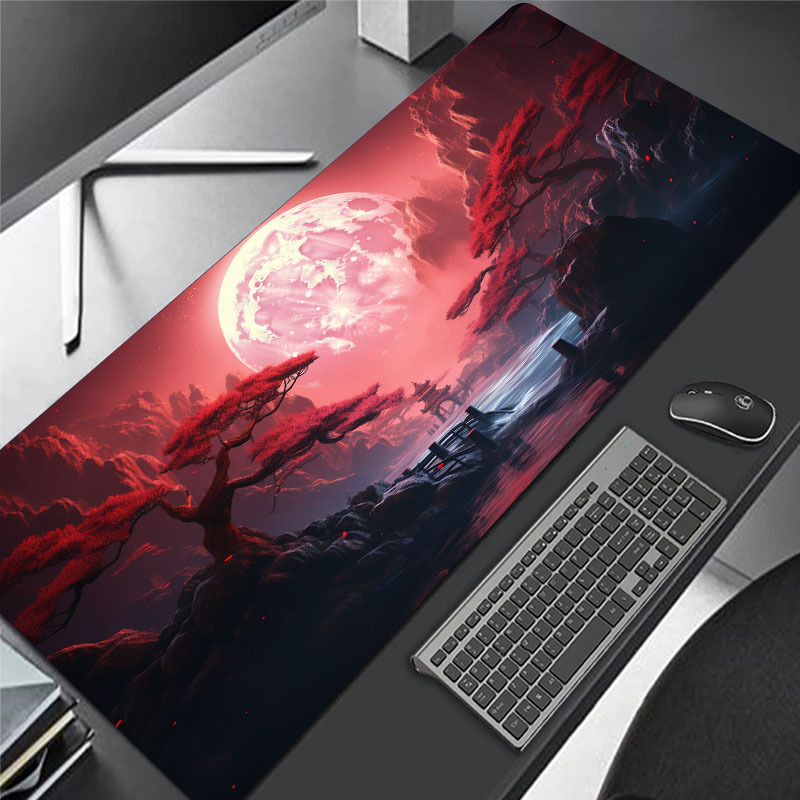 Landscape Red Moon Map Large Mouse Pad Computer HD Keyboard Pad